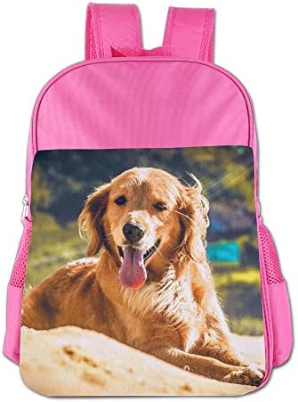 JING ZHONDA Golden Retriever Teenager Durable School Backpack For Girls Boys Cute Bookbag Outdoor Daypack Pink