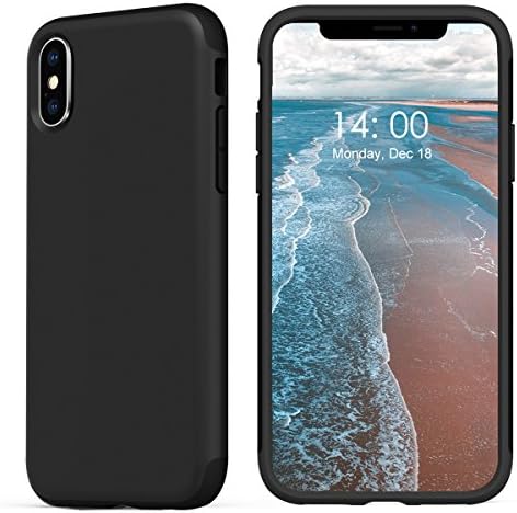 KUUFER Two-Layer Defender iPhone X Case with Matte Surface for Great Grip for Apple iPhone X 2017 (black)