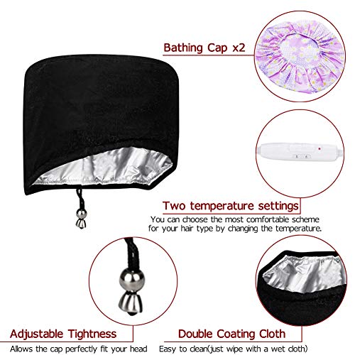 Totofac Heizkappe Haarpflege, Haarheizkappen Kopfpflegemütze für Tiefenpflegemittel, Haarpflegemütze mit elektrischem, 2 Temperaturmodi, Wärmehaube für häusliche Pflege geeignet