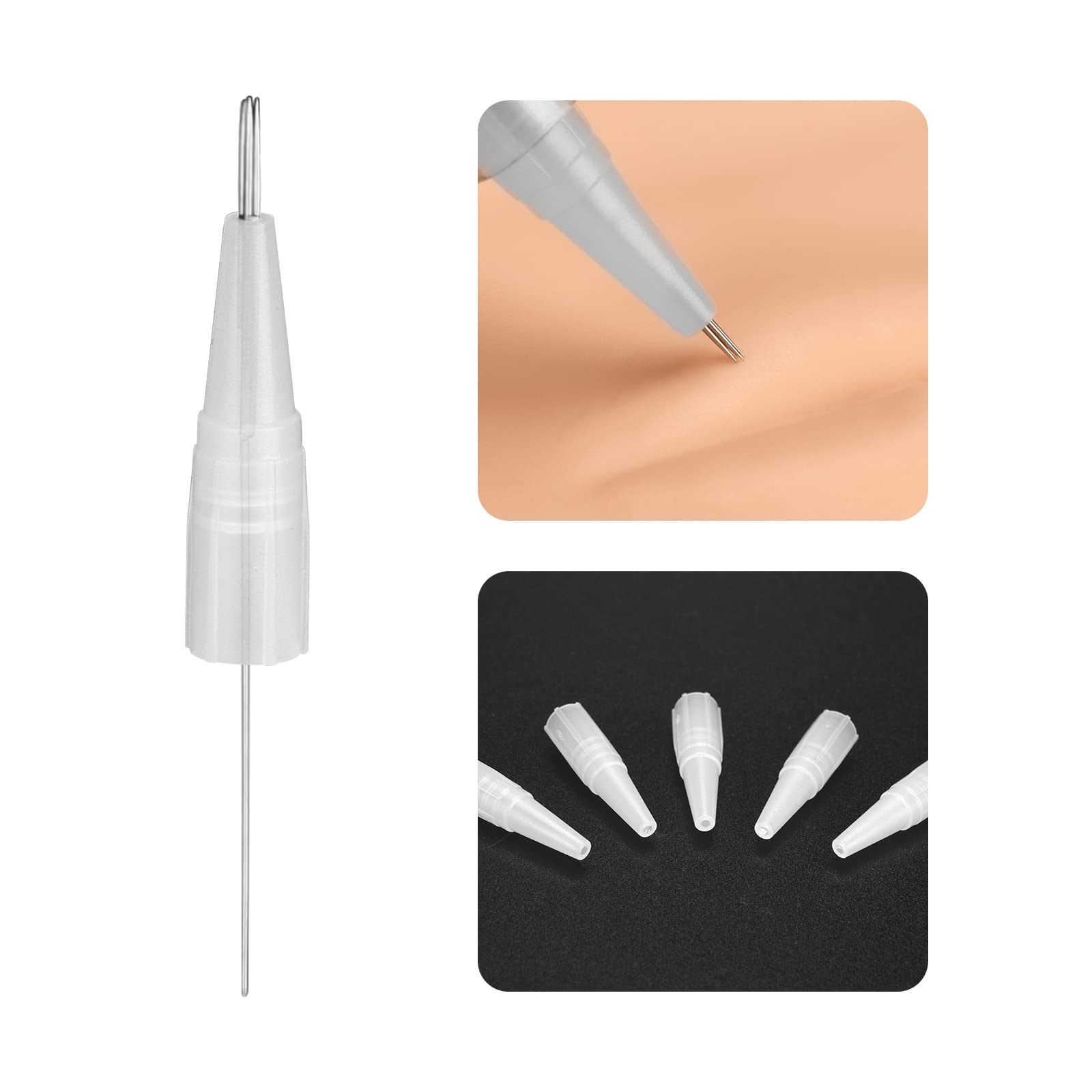 ATOMUS 100pcs Tattoo Eyebrow Needle and Tip Set Disposable Microblading Needles 5R for Tattoo Machine Permanent Makeup Lips Eyeliner