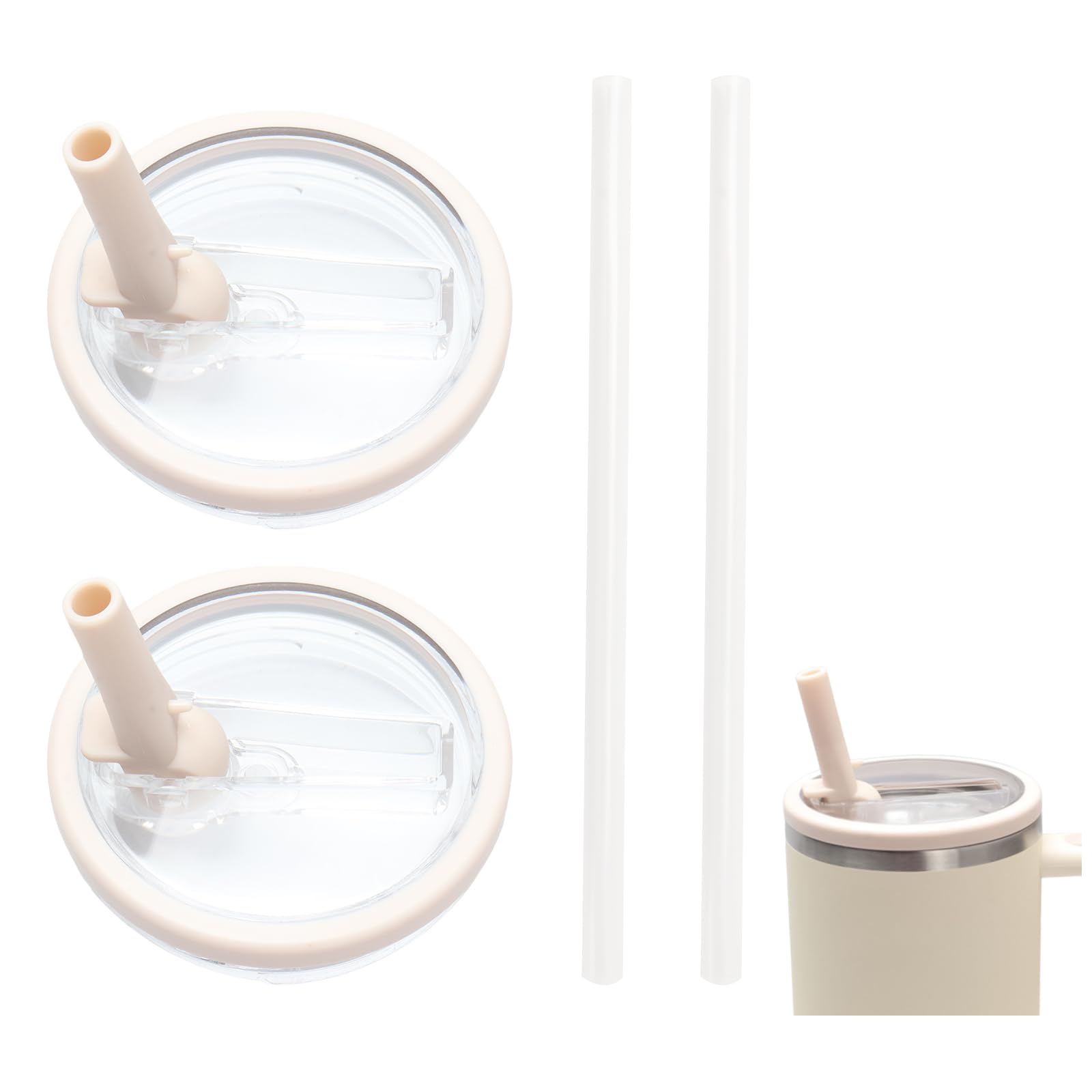 2pcs Replacement Lid for 40 oz Stanley Cups,Stanley Flip Straw Tumbler Lid,Stanley Cup Lid Replacement Stanley Cup Accessories,Stanley Leak Proof Lid with 2 Straws,Reusable Tumbler Cover for Stanley