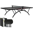 SVR BlackWing-O - Ping Pong Table, Stationary Table for Table Tennis, Ping Pong Table Set with Built-in Paddle and Ball Storage, 18mm MDF Board, Indoor/Outdoor Table Tennis Table Package.