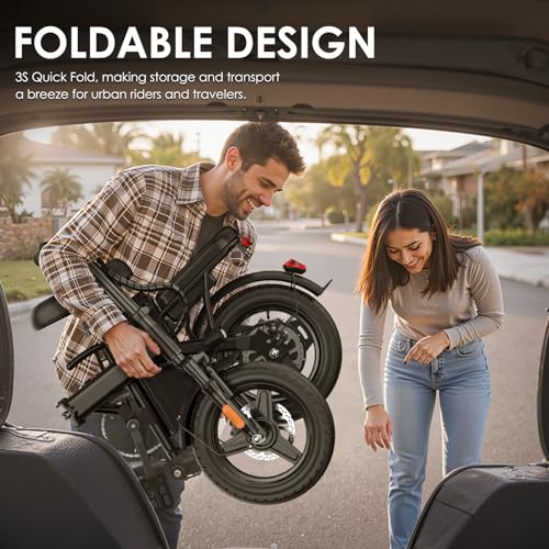 Askmy Foldable Electric Bike, 750W Peak Brushless Motor, 48V 10Ah Removable Battery, 28-30MPH, 30+ Miles Range, UL2849 Certified E-Bike for Adults & Teens