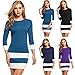 ANGVNS Women Winter Color Block Patchwork 3/4 Sleeve O Neck Pullover Dress, Purple, Large