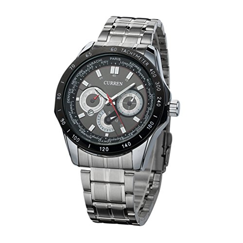 Mens Curren Relojes Marca Superior Reloj de Cuarzo de Acero Militar del ejército Deporte Impermeable Reloj Negro