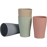 WANBY Plastic Glasses 4 Colors Tumblers Drinking Glass Dishwasher Safe Water Cups for Water Juice Cocktail Portable Camping (275ml 4Pcs)