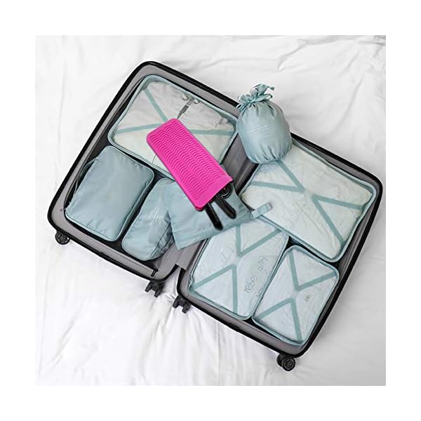 Heat-Resistant-Silicone-Mat-Pouch-for-Flat-Iron-Curler-Wand-Hot-Waver-Salon-Tools-Appliances-Portable-Styling-Heat-mat-Curling-Iron-pad-Cover-Hair-Straightener-Travel-Bag-Case-1Pink Heat Resistant Silicone Mat Pouch for Flat Iron, Curler Wand, Hot Waver, Salon Tools Appliances, Portable Styling Heat…