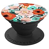 Trendy Floral Botanical Garden Pink and Orange - PopSockets Grip and Stand for Phones and Tablets