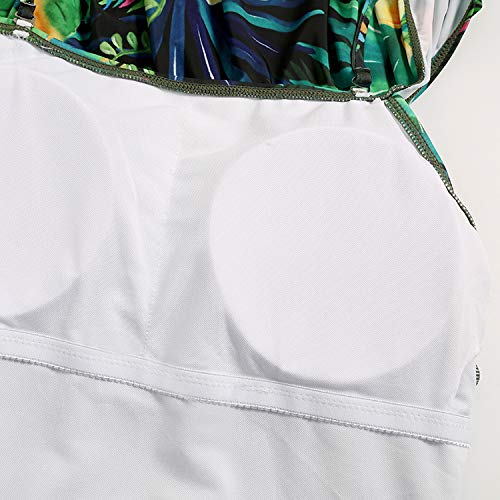 Yong Dong Ruffle Off Shoulder One Piece Swimsuits for Women Vintage Flounce Bathing Suits (Yellow Floral, Medium)