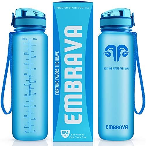 Embrava Best Sports Water Bottle – 32oz Large – Fast Flow, Flip Top