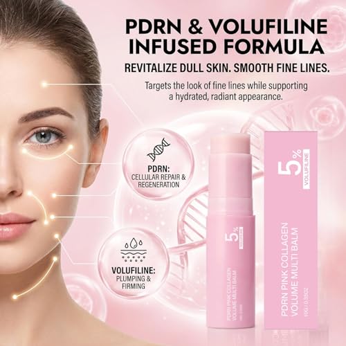PDRN Pink Collagen Volume Multi Balm, Hydrating Skin Care Stick for Face, Moisturizing Firming Multi Balm, 10g, 2 Pack