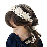 Baishitop 1PC Pearl Flower Lace Hairband, Princess Retro Headband For Girls (White )