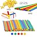 MUMAX Building Construction Toys, 100 pcs Safe Straws and Connectors Set Fun Educational Construction Blocks Best Gift for Kids Boys and Girls