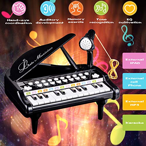 Toy Piano for Kids - Birthday Gift for 2 3 4 5 Year Old - Educational Piano Musical Instrument Toys - Black Keyboard for Child with Built-in Microphone 24 Keys - Thumbnail 4
