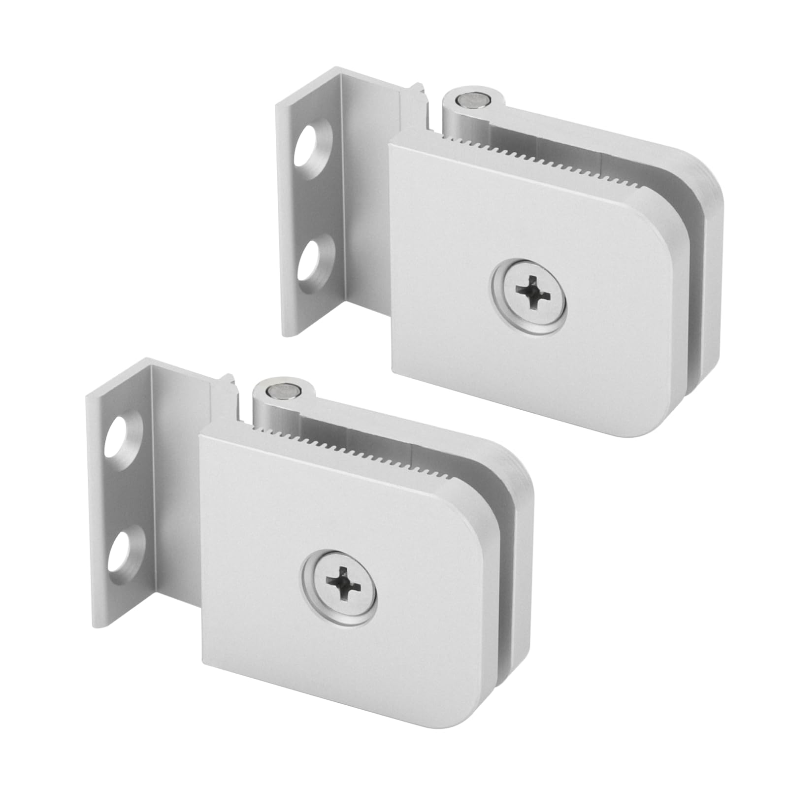 Photo 1 of 2Pack Glass Shower Door Hinges, Aluminum Mini Hinge Fit for 1/4 Inch Thick Frame-Less Glass Doors, Chrome Finish Hinges for Residential Use Shower Doors Hardware Parts