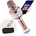 KaraoKing Wireless Bluetooth Microphone – Portable KTV Machine with Speaker + Free USB Disco Ball Light & Phone Holder Perfect for Pop, Rock n' Roll Solo Parties & More (E106 2.0 Pink)