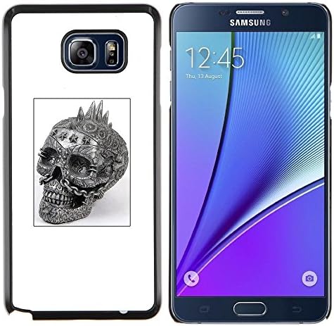 For Samsung Note 5 N9200 N920 - SKULL PUNK ROCK WHITE BLACK POSTER /Design Hard Plastic Protective Case Slim Fit Cover/ - Super Marley Shop -