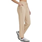BALEAF Women's Athletic Running Pants Stretch Quick Dry Zipper Pocket High Waisted Sweatpants Hiking Walking UPF 50+ Khaki S