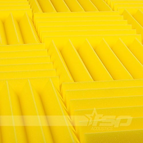 12x12x2 (12 Pack) Yellow Acoustic Wedge Sound Proofing/Treating Studio Foam Tiles