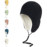LLmoway Mens Womens Warm Fleece Beanie Soft Winter Hat with Ear Flaps Windproof Ski Snow Cycling Skull Cap Helmet Liner