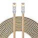 Cat 7 Ethernet Cable 25 ft -SNANSHI Nylon Braided Cat7 Flat Internet Network LAN Patch Cable SSTP Shielded Gold Plated Ethernet Network Patch Cable for Modem, Router, Computer, PS4, Xobx -Gold