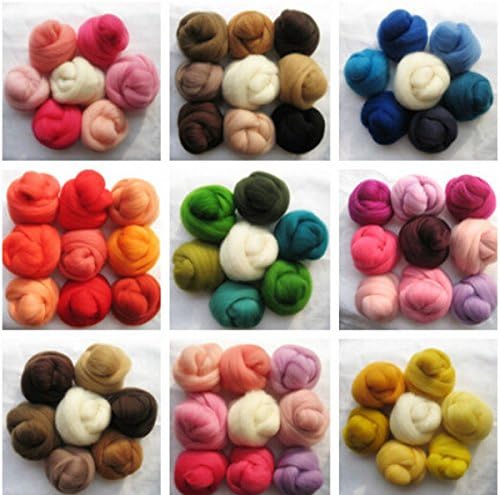 70 Color 350g Roving Dyed Spinning Wet Felting Fiber Wool Corriedale Needle felting(random color), with 1 Foam Pad free