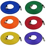 GLS Audio 25ft Mic Cable Cords - XLR Male to XLR Female Colored Cables - 25' Balanced Mike Cord - 6 PACK