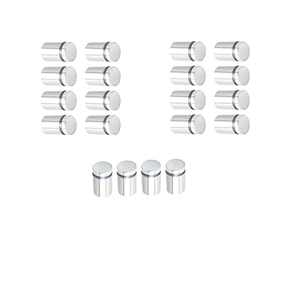 20PCS (12x20mm) Silver Stainless Steel Advertising Screw Glass Standoff Fixings Bolts Holder Screw Sign Advertisement Nails Hardware Mounts Screws Frameless Standoff Clamp for Glass