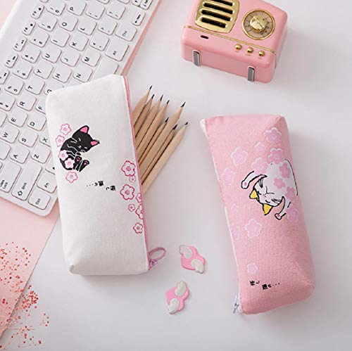 Boddenly Canvas Pencil Case Student Stationery Pouch Bag Office Storage Organizer Coin Pouch Cosmetic Bag, Pencil Cases Pouch Bag with Zipper, Cute Simple Pencil Pouches, Makeup Pouch, Cosmetic Bag