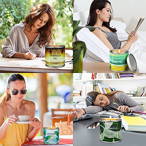 BlissTrip Candele Citronella, 4Pcs Candele Citronella Esterno Set Candele Profumate Citronella Da Esterno Candela Citronella Giardino Citronella Candela Candele Regalo Per Giardino Patio Campeggio
