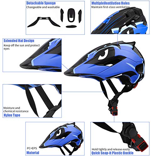 Kids Bike Helmet 3-15 Years, CE Certified Breathable Ultralight Adjustable Cycling Helmet Toddler for Bicycle, Skateboard, Scooter, Rollerblading, Children Protective Gear (20-22 Inches) (5 Colors)