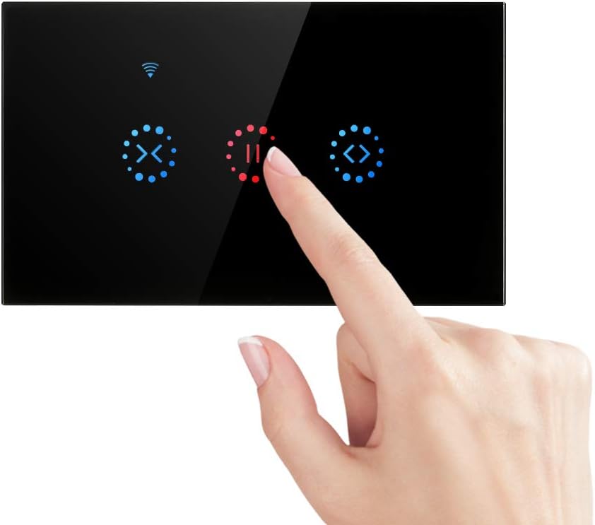 Roloiki Wi-Fi Smart Curtain Touch Switch Voice Control Compatible with Alexa Google Home APP Remote Control Schedule Family Share Garage Door Control Touched Switch