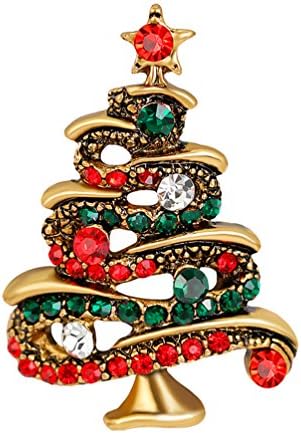 Nighteyes66 Multicolor Rhinestone Christmas Tree Brooch Pin Women's Xmas Breastpin Jewelry Gift