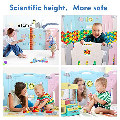 LAZY BUDDY Baby Playpen, 14 Panel Foldable Kids Activity Center Play