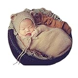 Fashion Newborn Boy Girl Baby Costume Knitted Photography Props Hat Sleeping Bag (Beige)