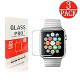 [3-Pack] Apple Watch 42mm Tempered Glass Screen Protector - Linboll [Only Covers the Flat Area] Anti-Scratch, 9H Hardness, Bubble Free Screen Protector for Apple Watch 42mm