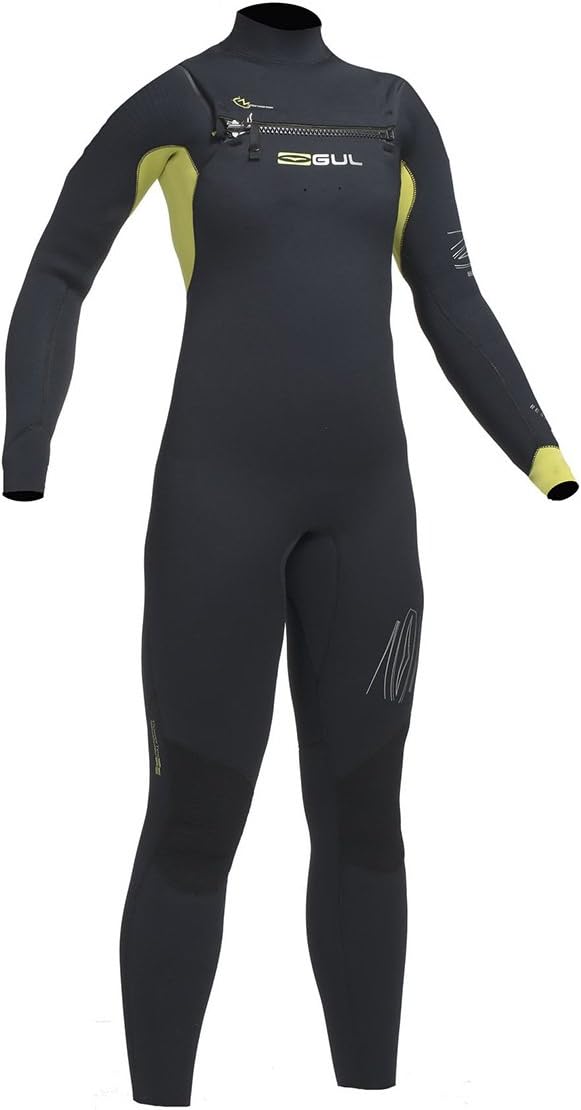 Gul Response Kids Youth Junior 5/4MM Winter Cold Weather Chest Zip Wetsuit Black Lime - Easy Stretch Thermal Lining - Unisex