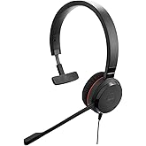 Jabra Evolve 30 II Wired Single-Ear Headset with Mic for Work - 3.5mm Jack, USB-A/USB-C Connectivity, Computer Headset with Noise-Cancelling Microphone, Microsoft Teams Certified, Call Control - Black