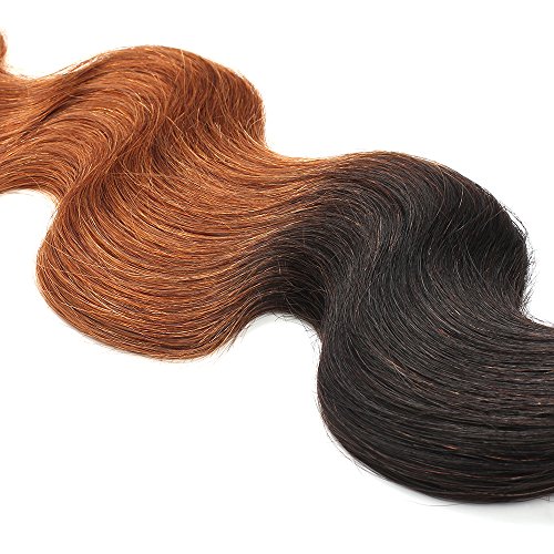 Rosette Hair Bundles Brazilian Ombre Virgin Hair Body Wave Hair Extension/Weft 100% Unprocessed Remy Virgin Human Hair TwonTone color Natural Black 1b /30# Size 12" to 24"(1 Bundle 22")