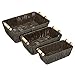 Wicker Basket, Woven Storage Baskets with Light Wooden Handles (Brown, 3 Pieces)