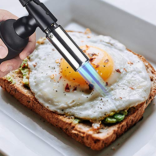 The perseids Blow Torch, Double Flame Culinary Torch Refillable Cooking Butane Torch Lighter with Adjustable Flame for BBQ, Crème Brûlée, Desserts, Baking, and Grilling, Butane Gas Not Included