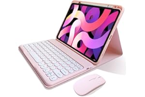 kaitesi Keyboard Case for iPad Pro 11 inch M4 Keyboard Case with Mouse Cute Round Keys Detachable Bluetooth Keyboard Slim Smart Cover Supports Pencil Charging,Pink
