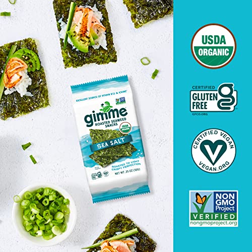 gimMe Sea Salt 12 Count Sharing Size Organic Roasted Seaweed