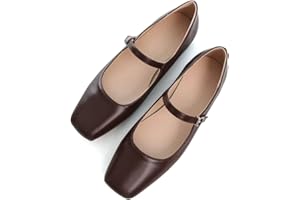 TN TANGNEST Leather Flats for Women Comfortable Square Toe Slip On Flats Soft Work Flats Retro Mary Jane Flats