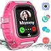 PTHTECHUS Kids Waterproof Smartwatch with GPS Tracker - Fitness Tracker Watch Phone with GPS Locator Voice Chat SOS Alarm Clock Camera Math Game Children Birthday Wrist Watch, GPS Pink