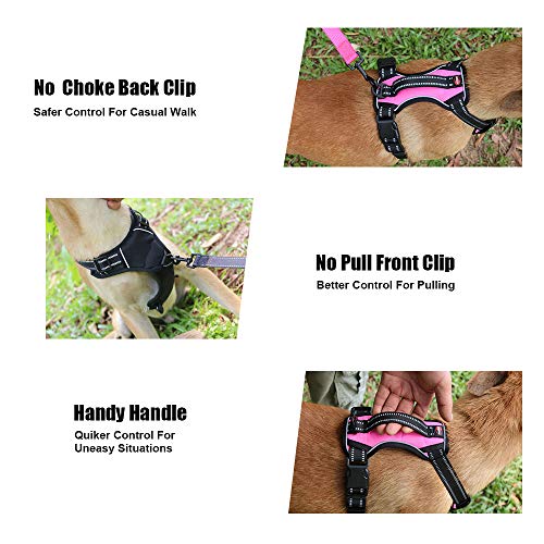 Dog Harness No Pull Dog Vest with Leash Adjustable & Reflective Pet Vest Harnesses and Leash Easy Control for Small Medium Large Dogs (Small, Pink) - Thumbnail 3