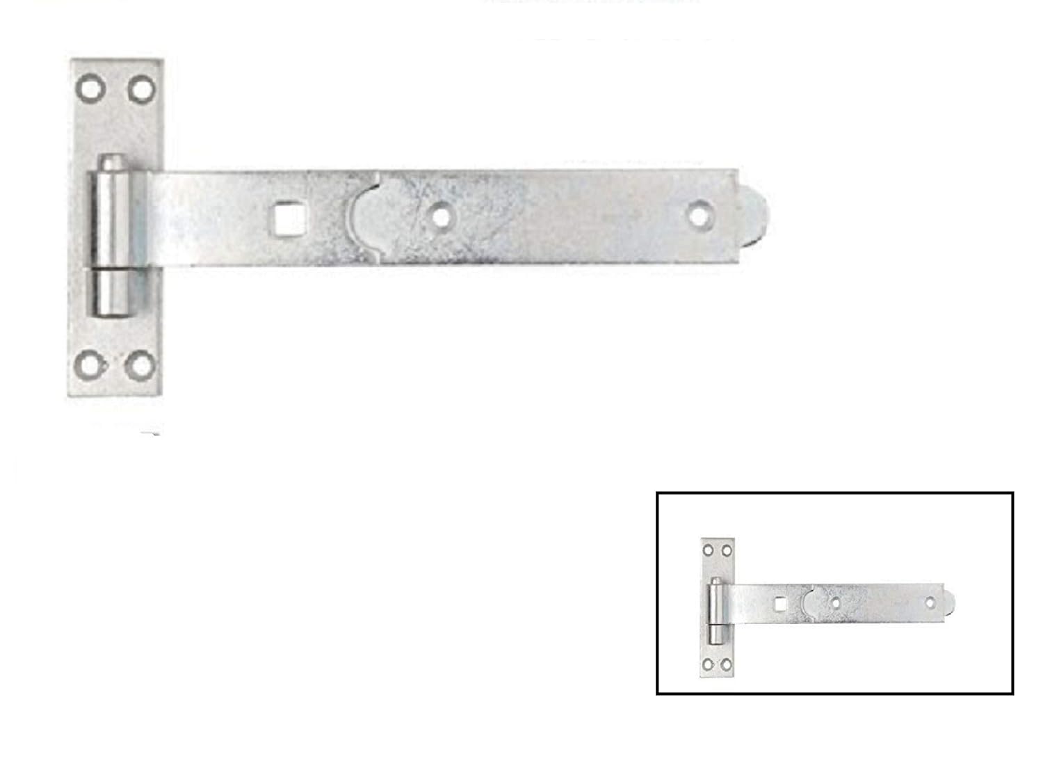 Gate Hinges Straight 300mm 12" Pair Galvenised Heavy Duty Hook And Band