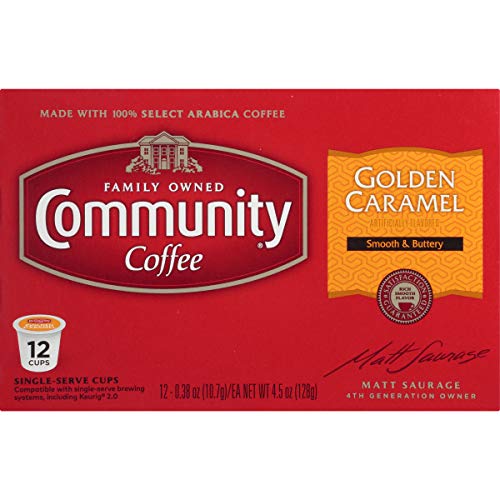 Community Coffee Golden Caramel Flavored Medium Roast Single Serve 12 Ct Box, Compatible with Keurig - //medicalbooks.filipinodoctors.org