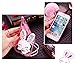 iPhone SE Cute Case, iPhone 5S/5 Case, Bonice Cartoon Rabbit Bling Diamond Crystal Clear Soft Transparent TPU 3D Cute Ear Stand Silicone Case with Hairball Pompon Wristlet + Screen Protector - Purple