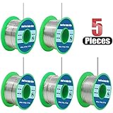 Hilitchi 5 Pcs Solder Wire Lead Free Sn 99% Ag 0.3% Cu 0.7% 0.6mm 0.8mm 1mm 1.2mm 1.5mm with Flux Rosin Core for Electrical Soldering and DIY